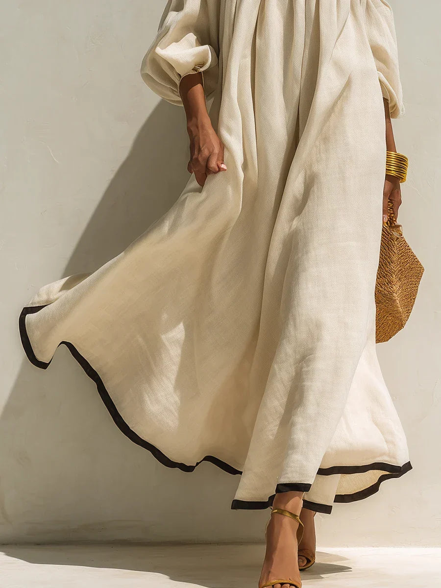 Isabel | Vestido maxi holgado con elegantes hombros descubiertos