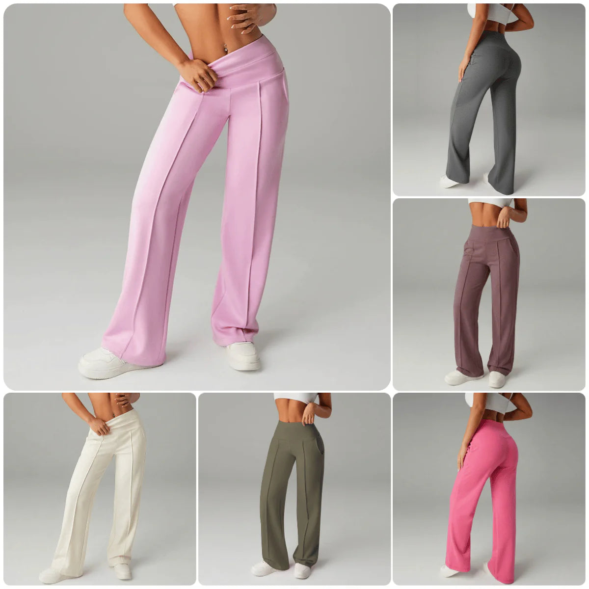 Pantalones rectos anchos lisos para mujer