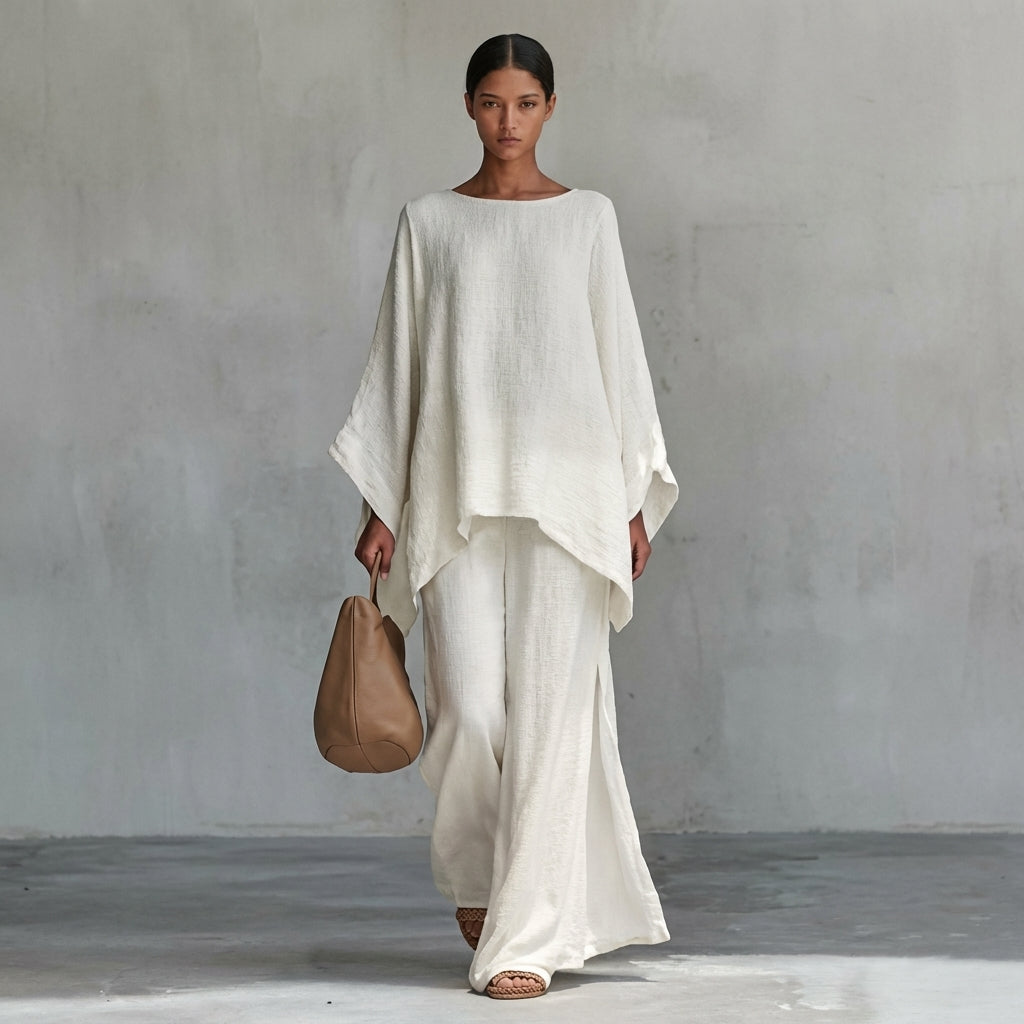 Cristina | Elegante Conjunto de Dos Piezas con Manga Larga y Pantalón de Pierna Ancha