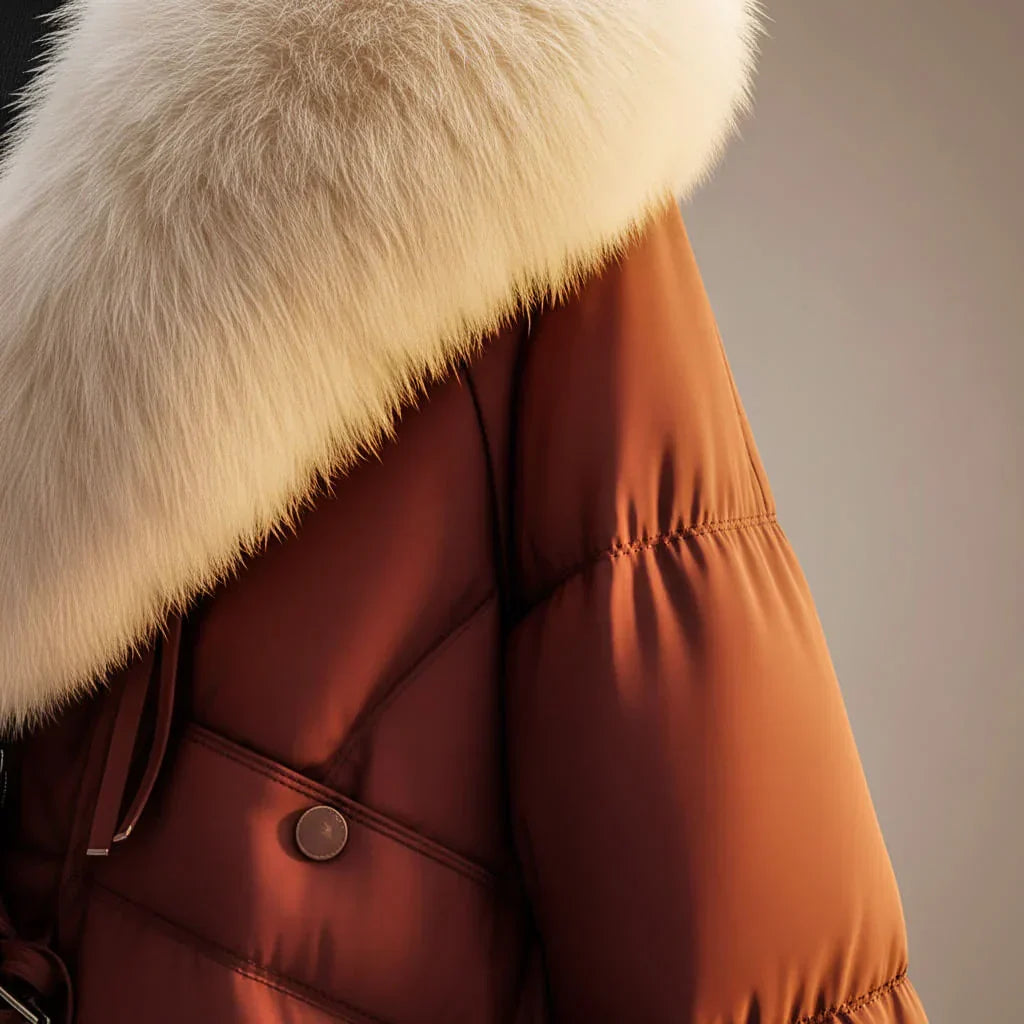 Virginia | Abrigo Acolchado con Elegante Cuello de Pelo