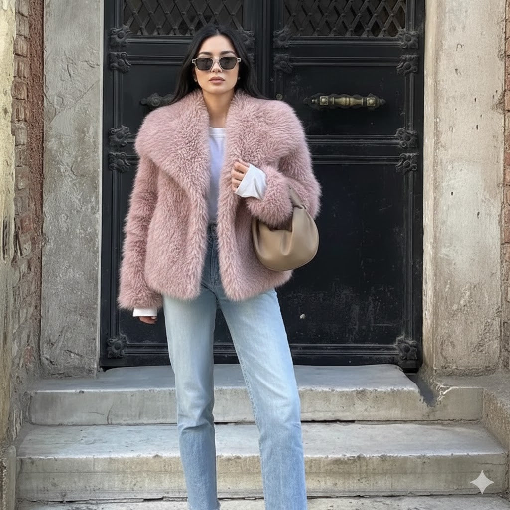 Abrigo Faux Fur Plush - Estilo Fluffy Otoño Invierno Mujer