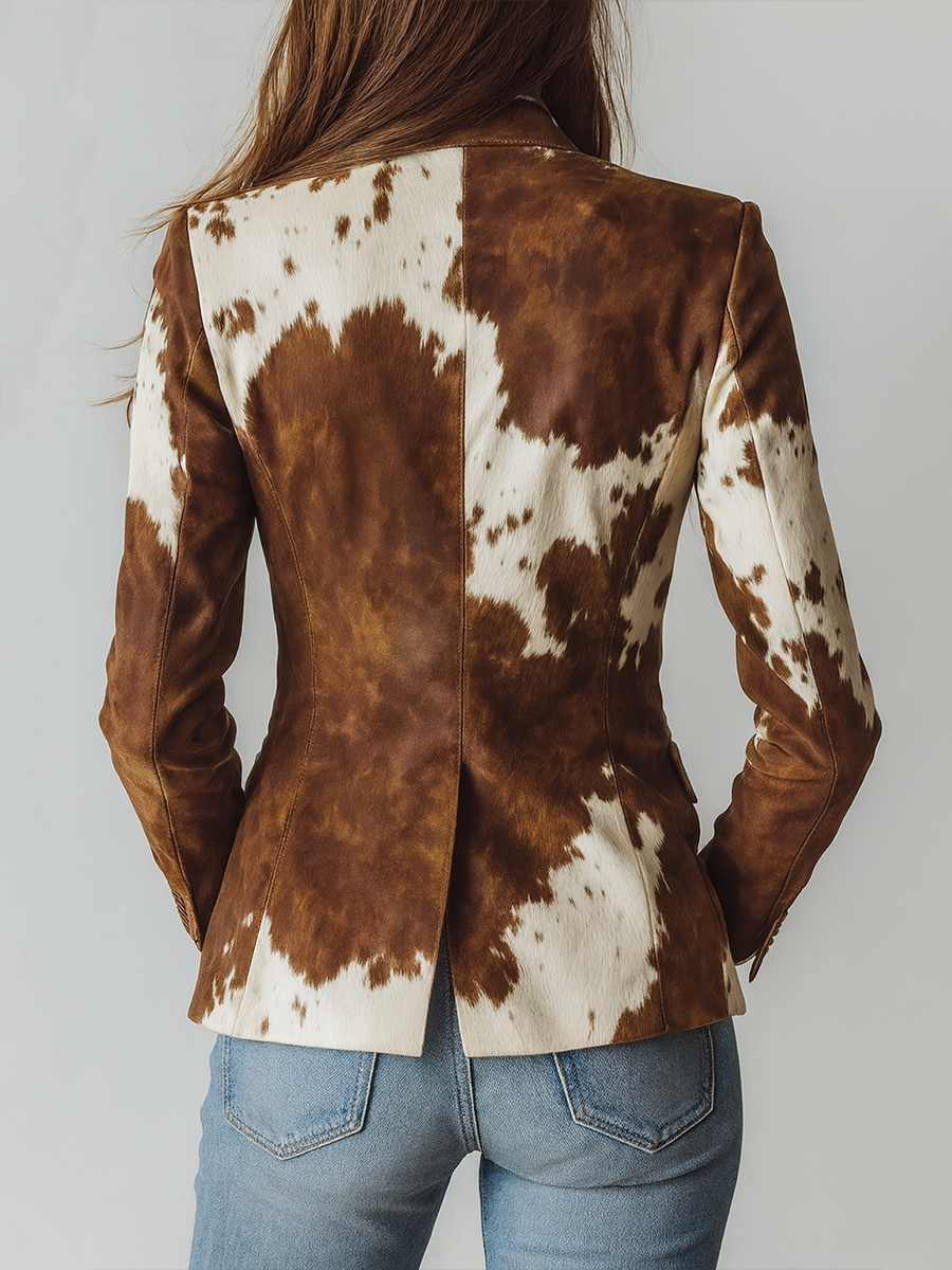 Mireia | Blazer Vintage con Estampado de Vaca