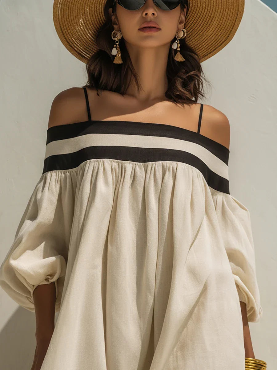 Isabel | Vestido maxi holgado con elegantes hombros descubiertos