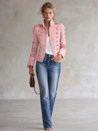 VIENA | Chaqueta Militar Corta con Elegante Botonadura Dorada