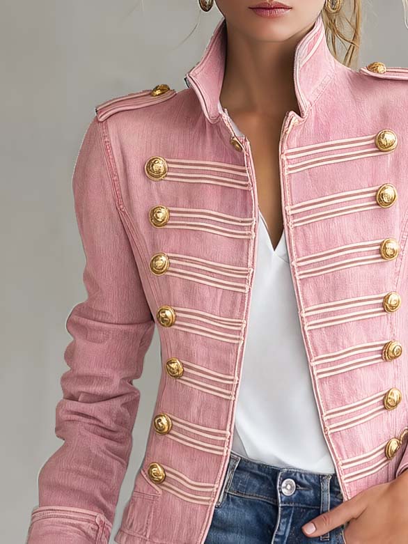 VIENA | Chaqueta Militar Corta con Elegante Botonadura Dorada