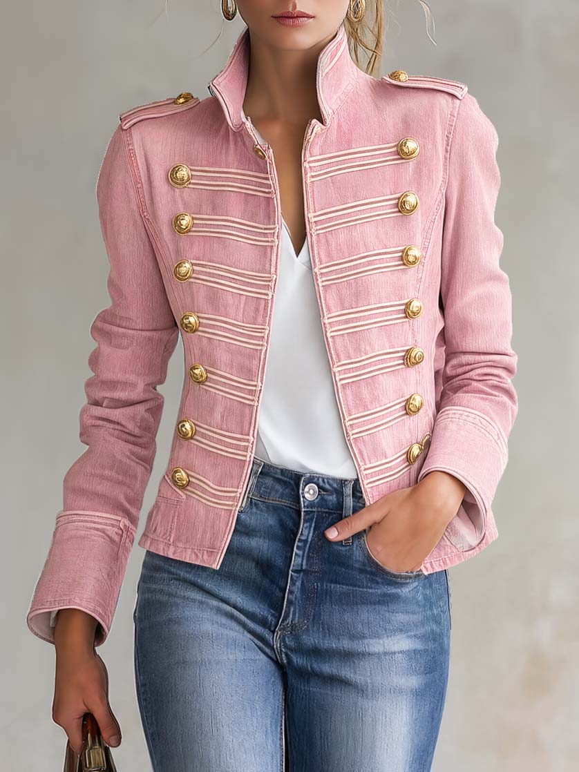VIENA | Chaqueta Militar Corta con Elegante Botonadura Dorada