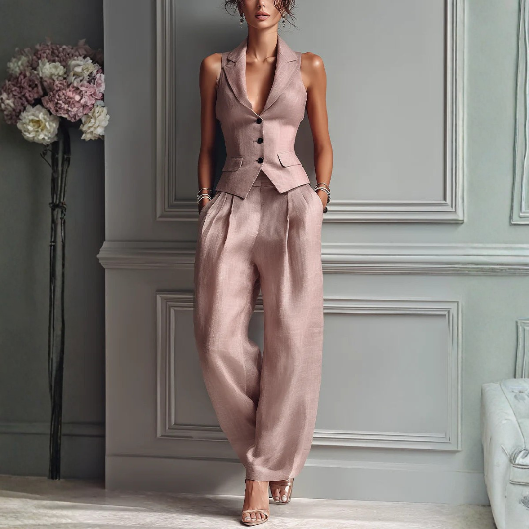 GEMMA - Elegante Conjunto de Dos Piezas con Sofisticado Escote en V