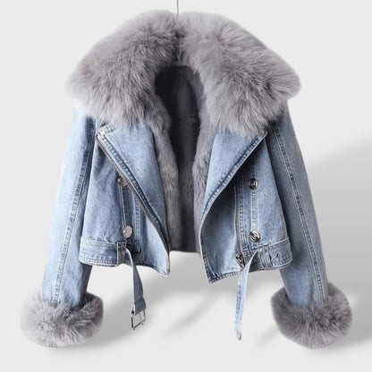 MONA - Chaqueta Vaquera Acolchada con Forro de Pelo