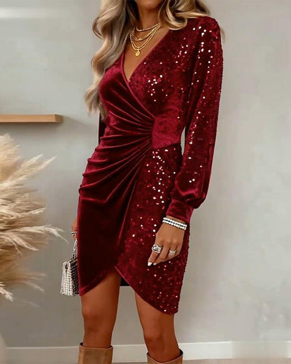 Briar | Elegante vestido midi con escote en V y detalles brillantes