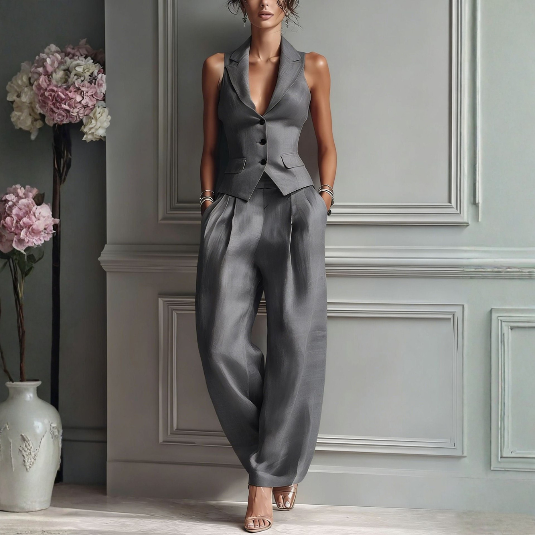 GEMMA - Elegante Conjunto de Dos Piezas con Sofisticado Escote en V