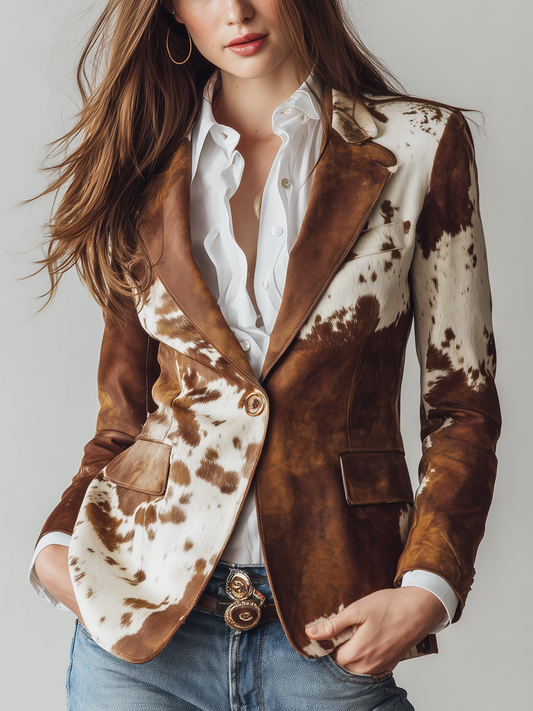 Mireia | Blazer Vintage con Estampado de Vaca