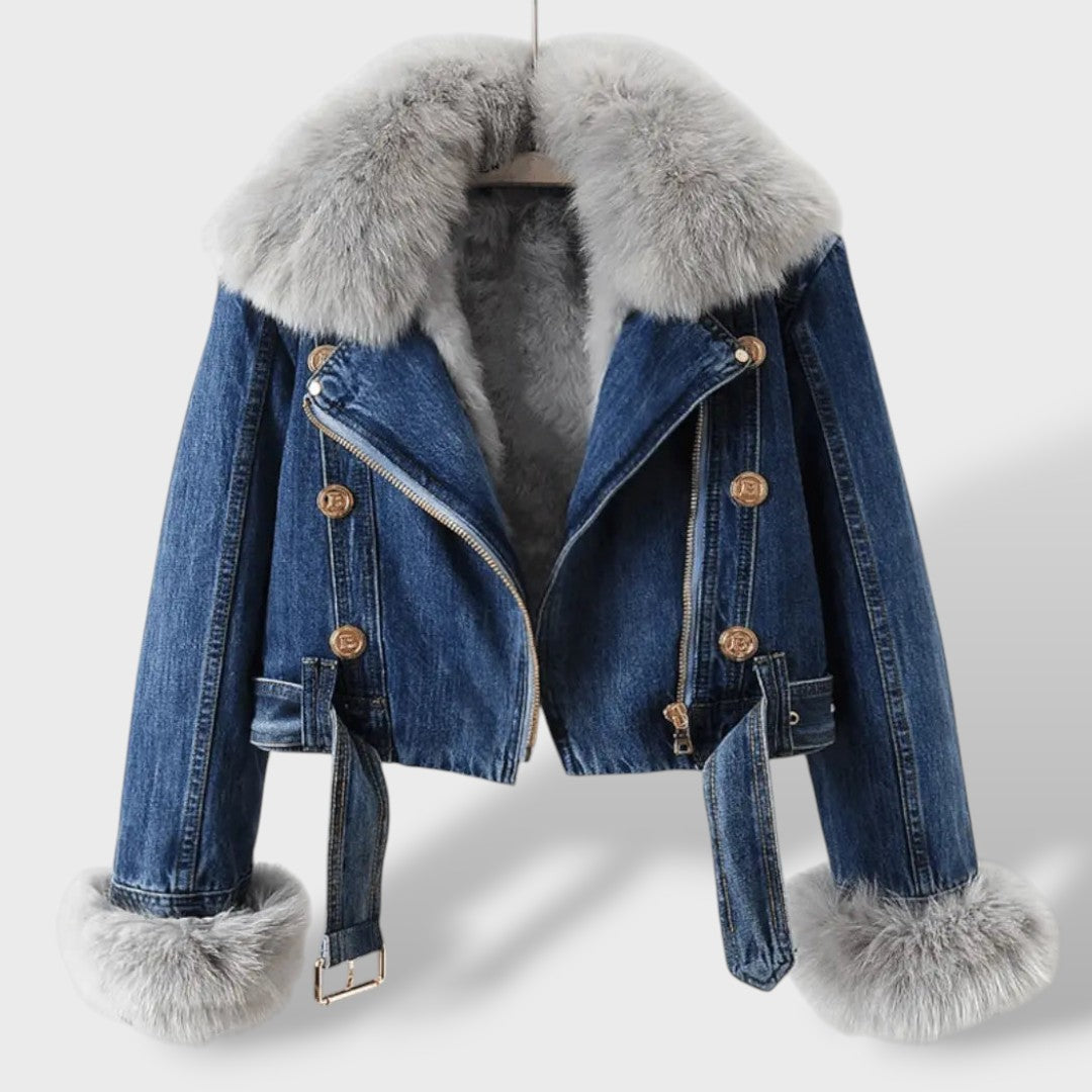 MONA - Chaqueta Vaquera Acolchada con Forro de Pelo