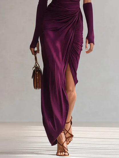 Rosalía™ | Elegante vestido largo de fiesta asimétrico en sofisticado color violeta