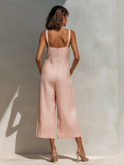 Pilar | Elegante mono de tirantes finos y pernera ancha