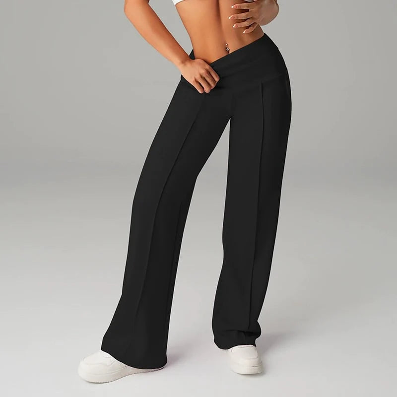 Pantalones rectos anchos lisos para mujer