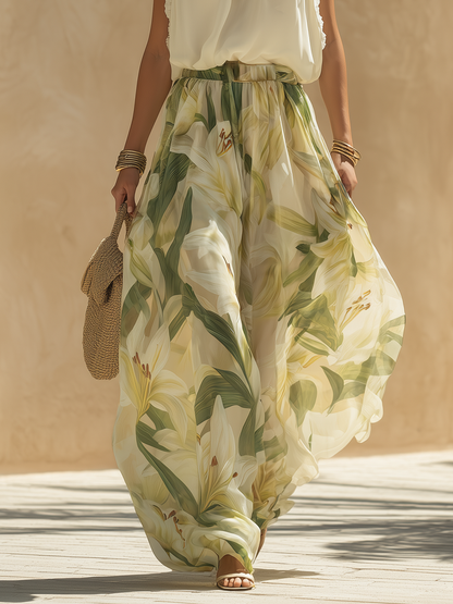 Livia | Elegante conjunto fluido con delicado estampado de lirios