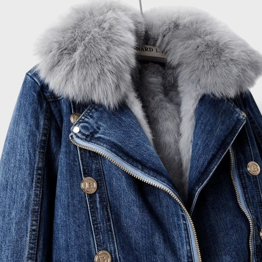 MONA - Chaqueta Vaquera Acolchada con Forro de Pelo