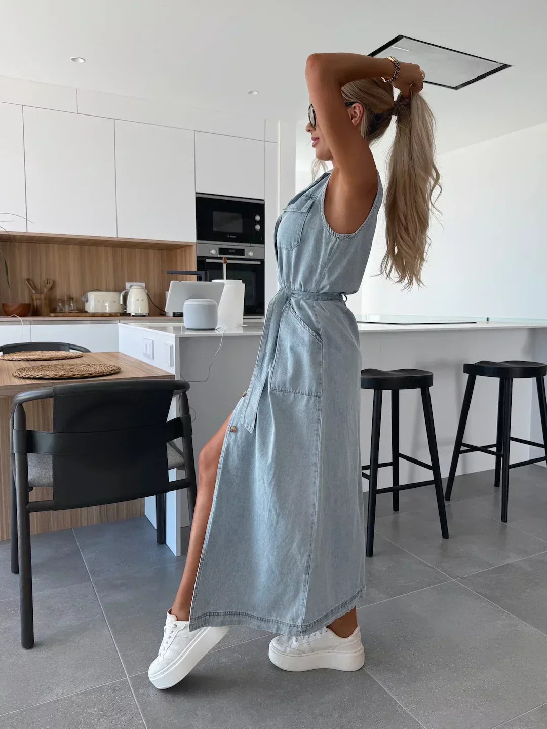 Isabel | Elegante Vestido Maxi de Denim