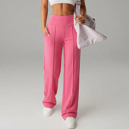 Pantalones rectos anchos lisos para mujer