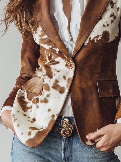 Mireia | Blazer Vintage con Estampado de Vaca