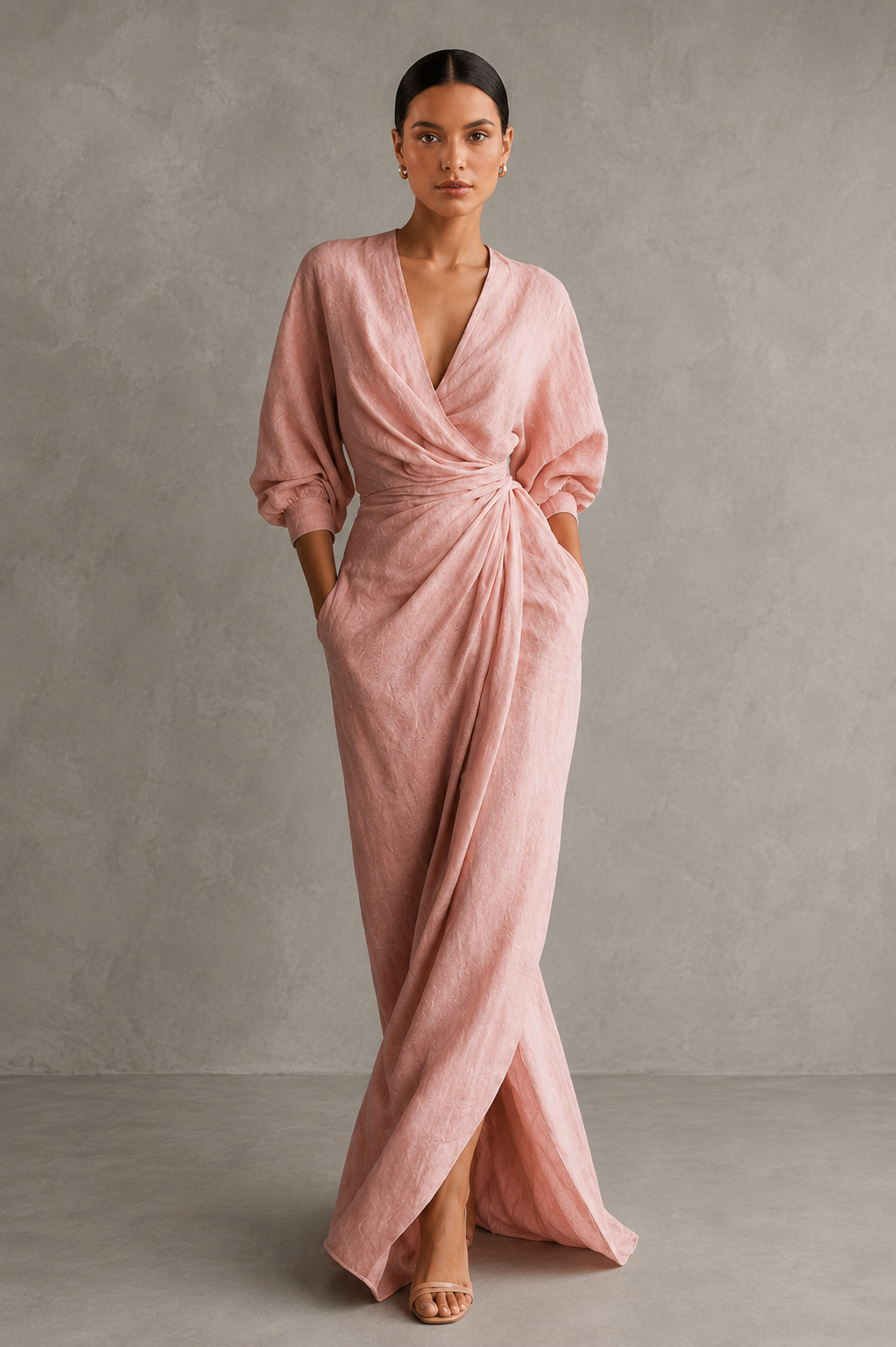 JILL - Vestido Maxi de Lino con Elegante Escote en V