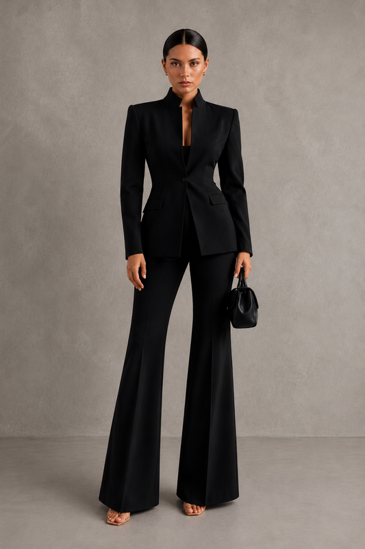 GIA - Elegante Conjunto de Blazer y Pantalón Palazzo