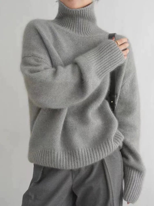Isabella – Elegante Jersey de Cachemira con Cuello Alto