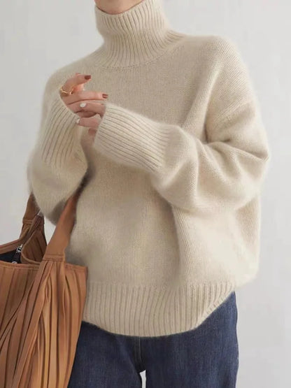Isabella – Elegante Jersey de Cachemira con Cuello Alto