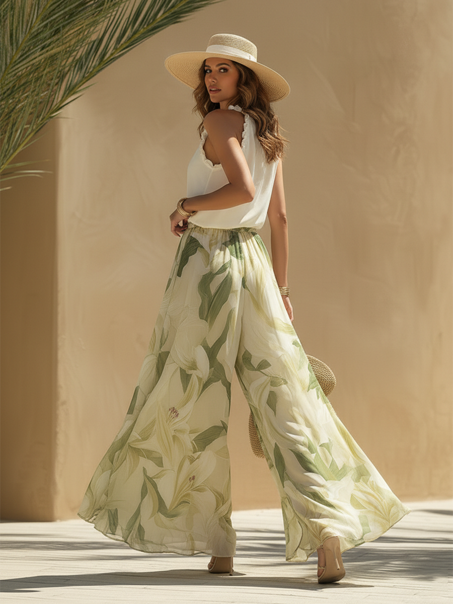 Livia | Elegante conjunto fluido con delicado estampado de lirios