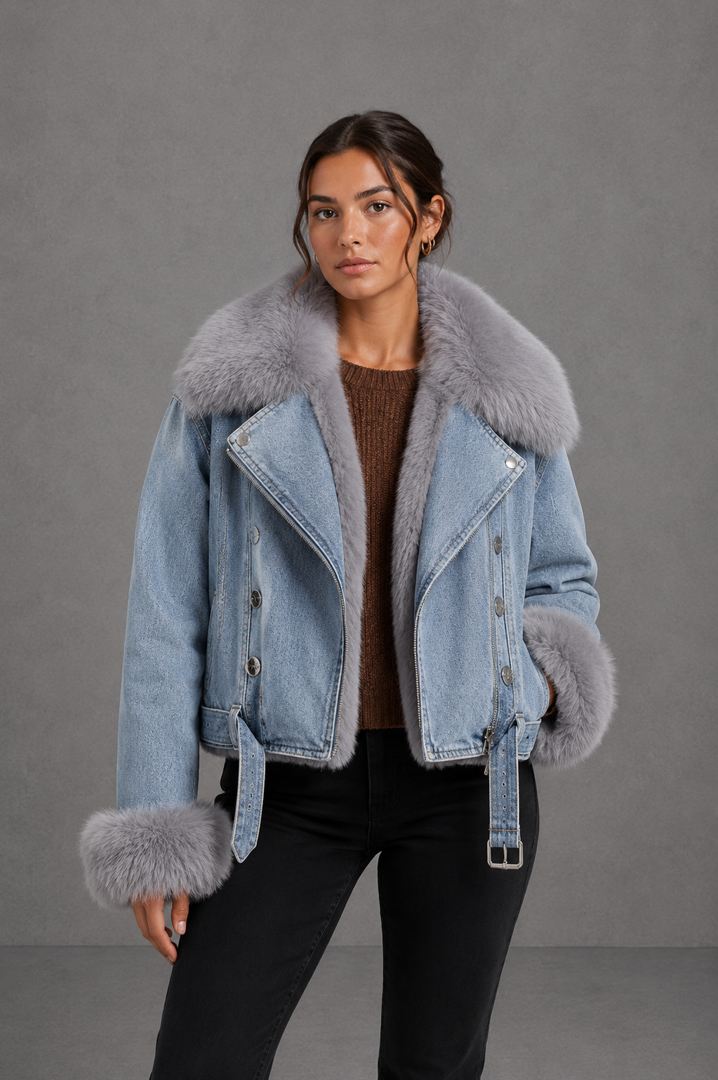 MONA - Chaqueta Vaquera Acolchada con Forro de Pelo