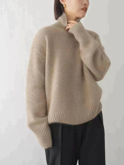 Isabella – Elegante Jersey de Cachemira con Cuello Alto