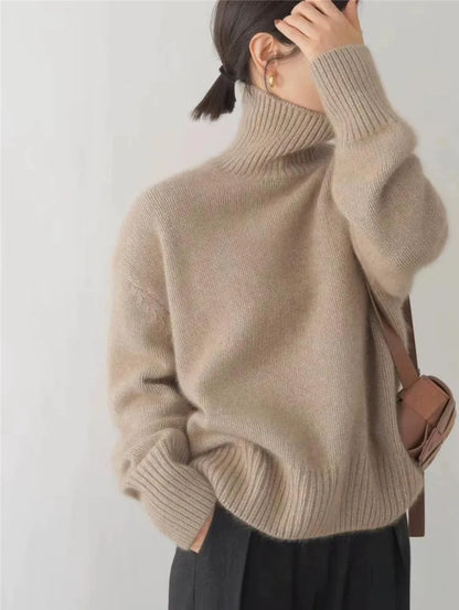 Isabella – Elegante Jersey de Cachemira con Cuello Alto