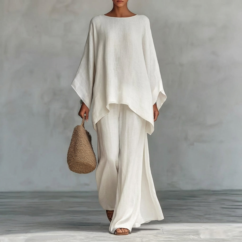 Cristina | Elegante Conjunto de Dos Piezas con Manga Larga y Pantalón de Pierna Ancha
