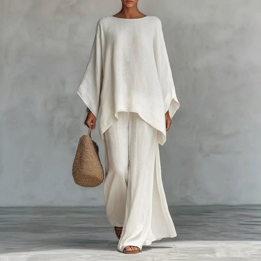 Cristina | Elegante Conjunto de Dos Piezas con Manga Larga y Pantalón de Pierna Ancha