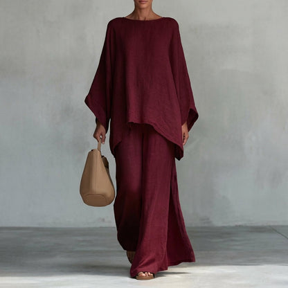 Cristina | Elegante Conjunto de Dos Piezas con Manga Larga y Pantalón de Pierna Ancha