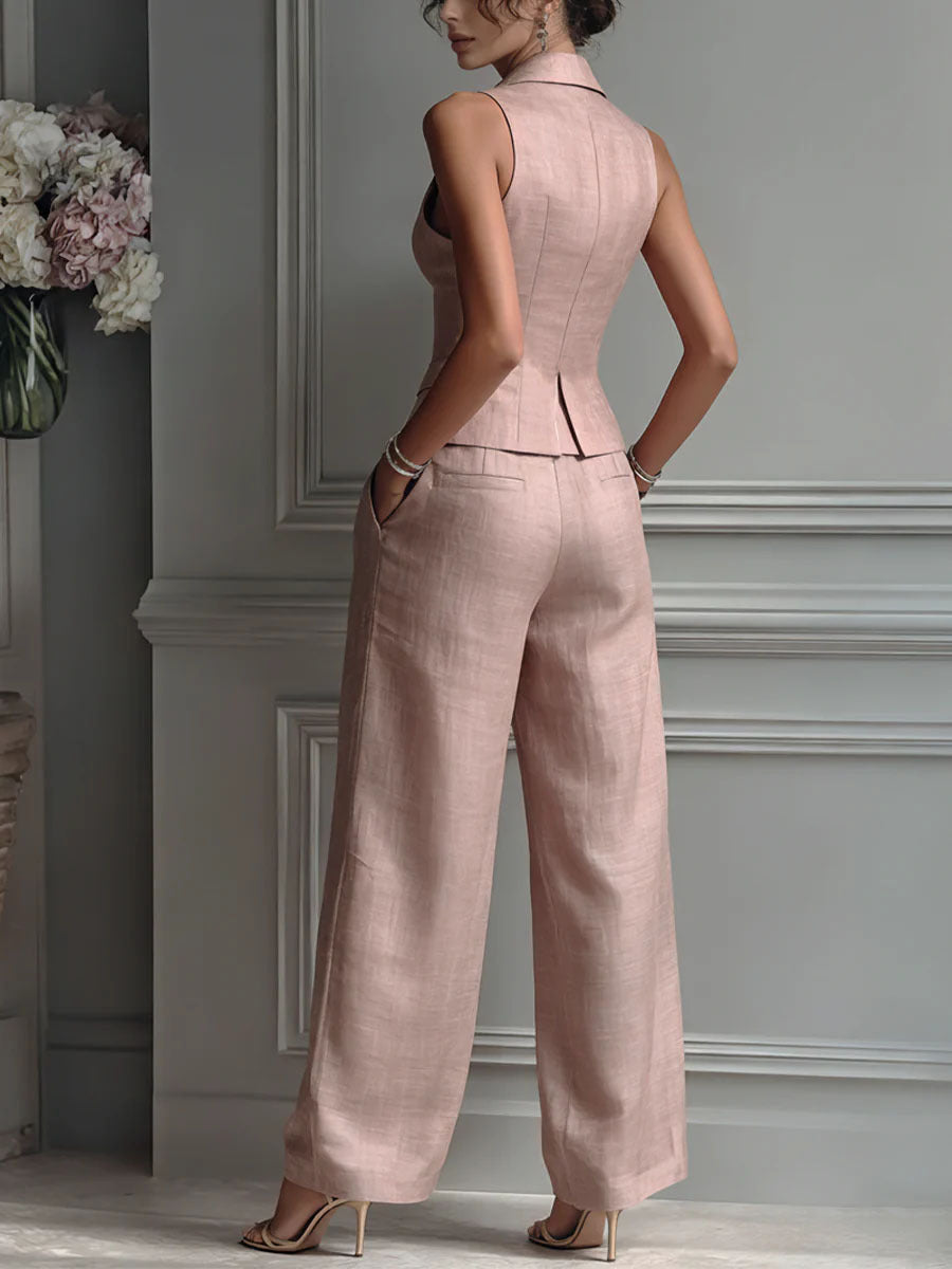 Karol | Elegante conjunto de dos piezas para mujer con escote en V y cierre de botones