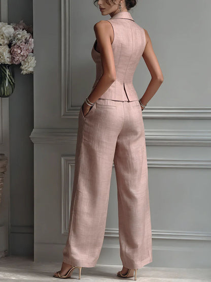 Karol | Elegante conjunto de dos piezas para mujer con escote en V y cierre de botones