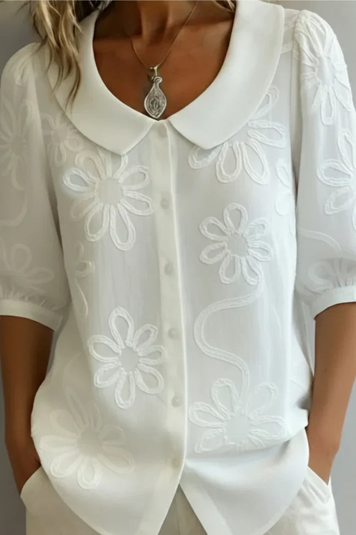 Marisa | Blusa Elegante con Cuello Floral