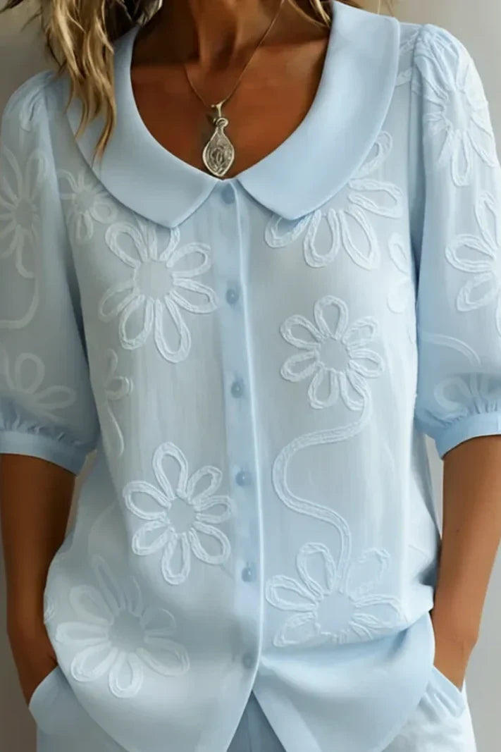 Marisa | Blusa Elegante con Cuello Floral