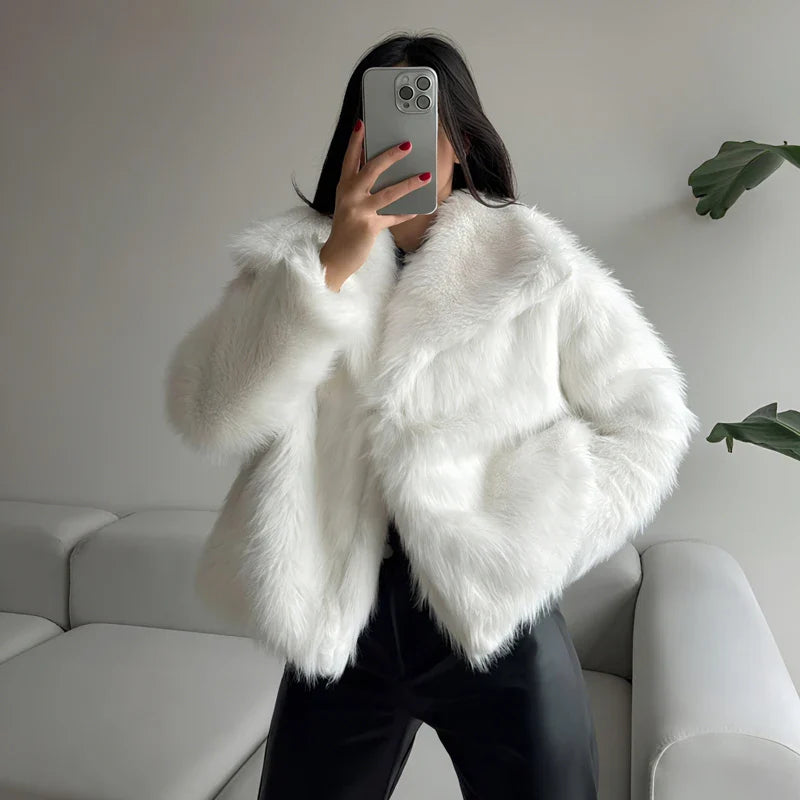 Abrigo Faux Fur Plush - Estilo Fluffy Otoño Invierno Mujer