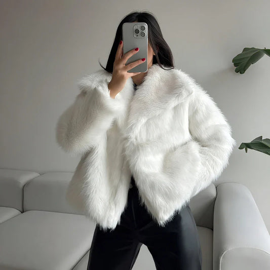 Abrigo Faux Fur Plush - Estilo Fluffy Otoño Invierno Mujer