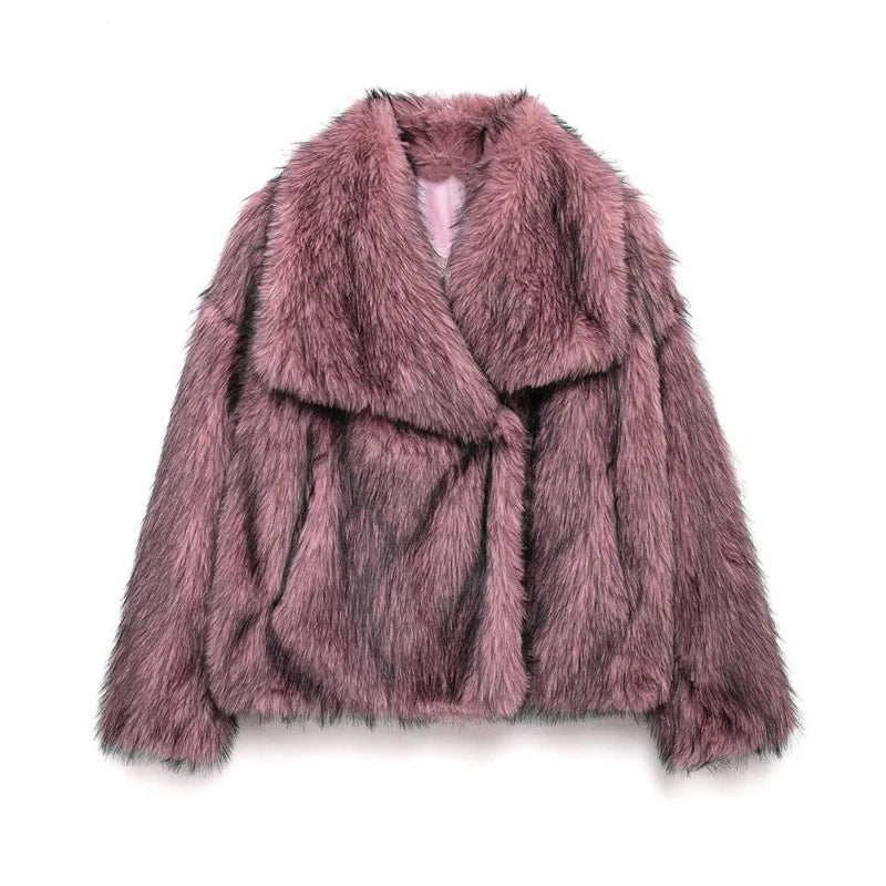 Abrigo Faux Fur Plush - Estilo Fluffy Otoño Invierno Mujer