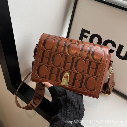 Bolso Bandolera Gran Capacidad con Letras en Relieve - Estilo Minimalista