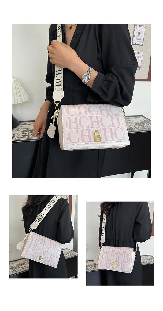 Bolso Bandolera Gran Capacidad con Letras en Relieve - Estilo Minimalista