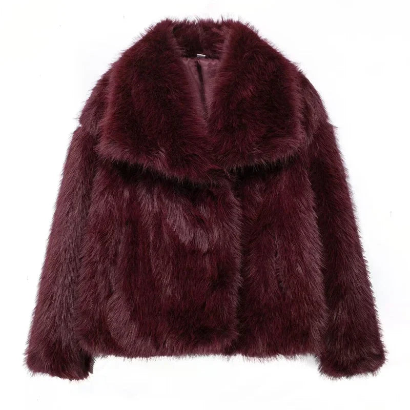 Abrigo Faux Fur Plush - Estilo Fluffy Otoño Invierno Mujer