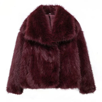 Abrigo Faux Fur Plush - Estilo Fluffy Otoño Invierno Mujer