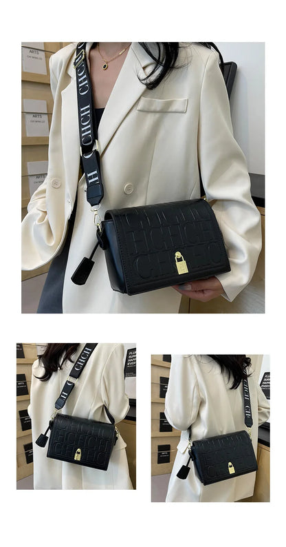 Bolso Bandolera Gran Capacidad con Letras en Relieve - Estilo Minimalista