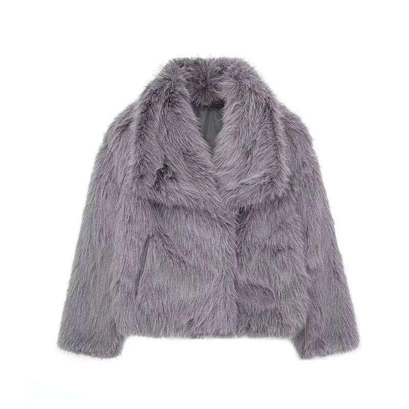 Abrigo Faux Fur Plush - Estilo Fluffy Otoño Invierno Mujer