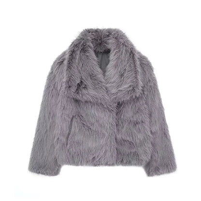 Abrigo Faux Fur Plush - Estilo Fluffy Otoño Invierno Mujer