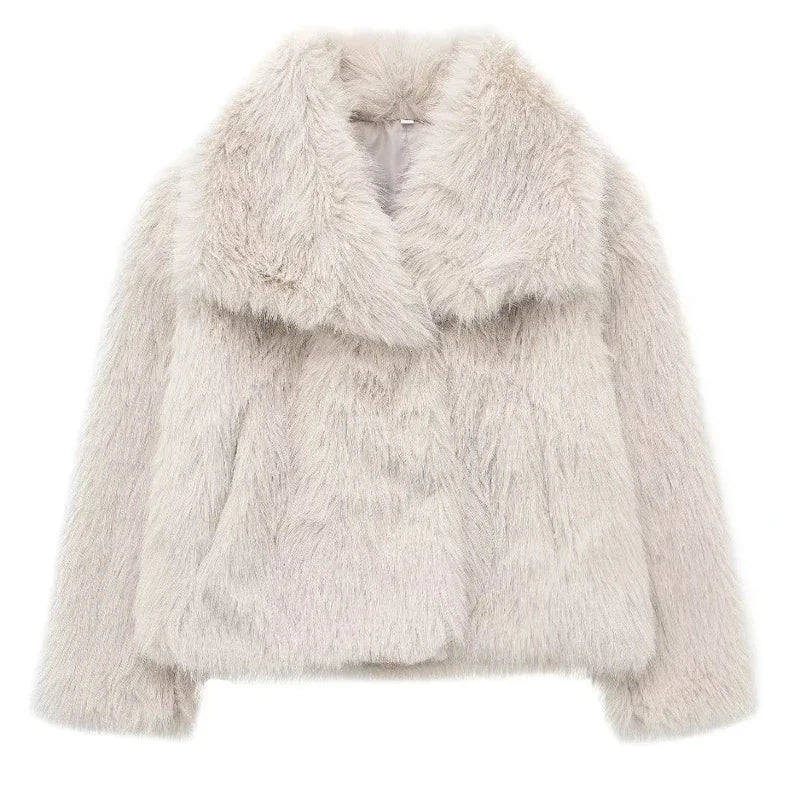 Abrigo Faux Fur Plush - Estilo Fluffy Otoño Invierno Mujer